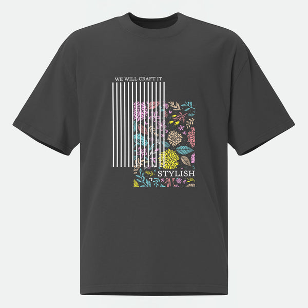 Stylish Barcode Oversized T‑Shirt