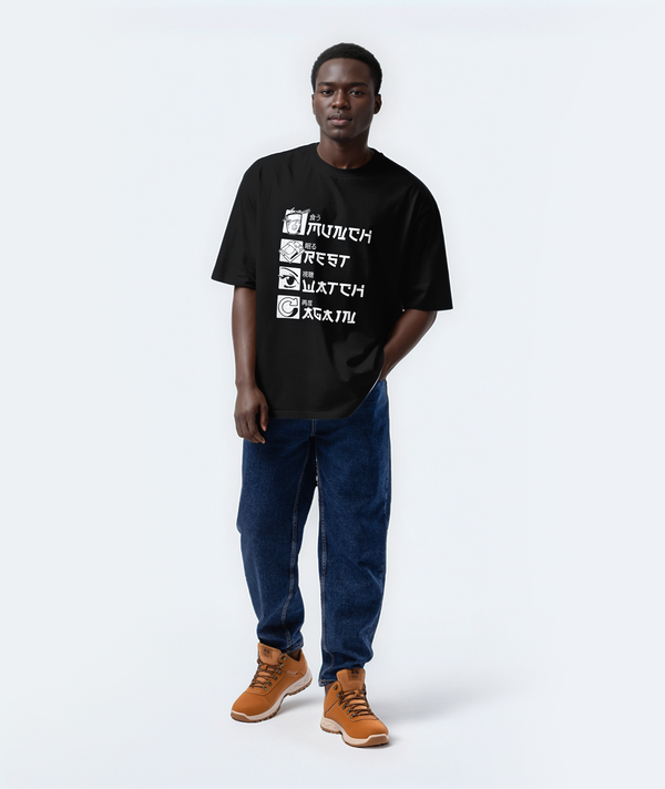 Watch Restart Repeat Oversized T‑Shirt