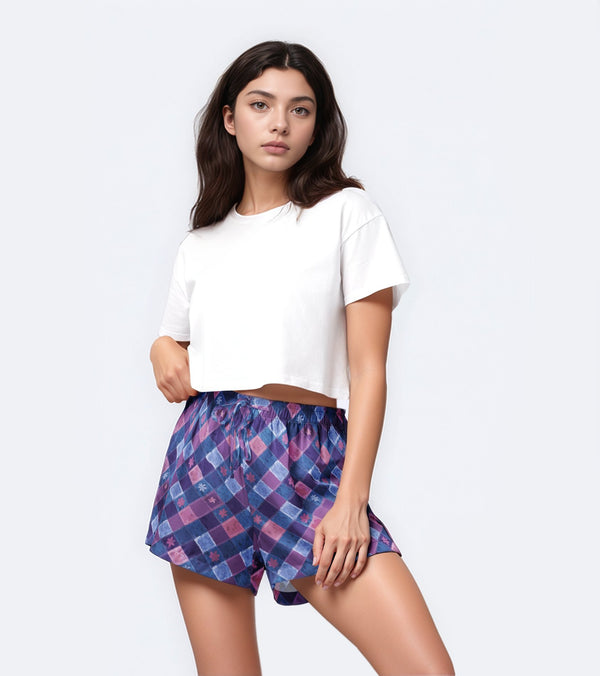 Indigo Garden Plaid Pajama Shorts