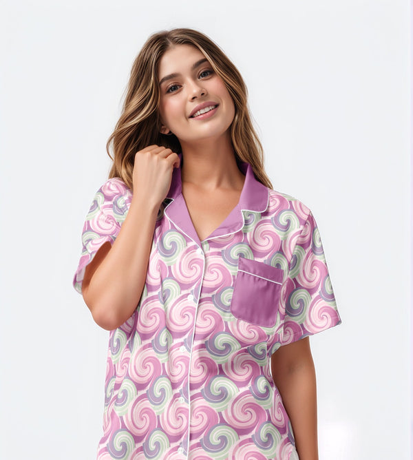 CloudCurl Short-Sleeve Pajama Top