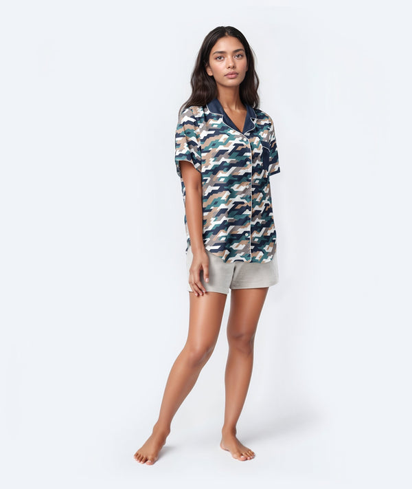 Pixel Drift Short-Sleeve Pajama Top