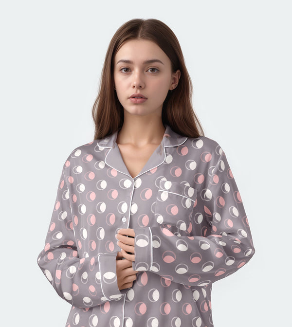 Moon Phase Long-Sleeve Pajama Top