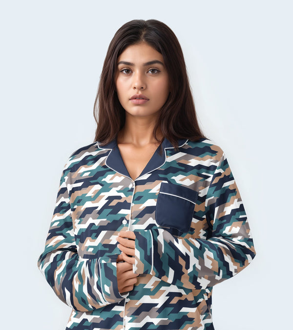 Pixel Drift Long-Sleeve Pajama Top