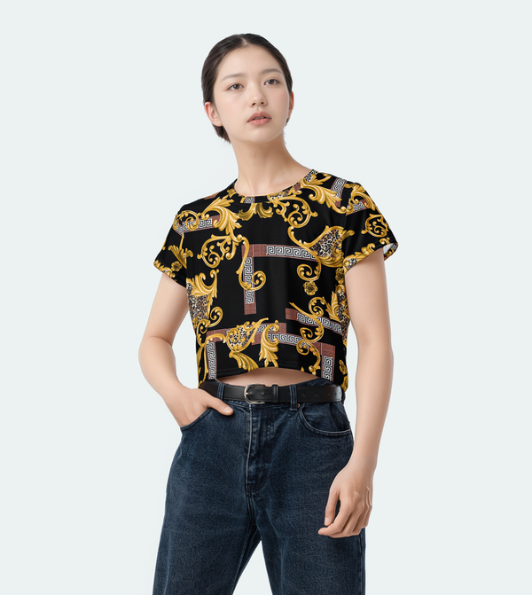 Royal Ornate Luxe  Crop Top