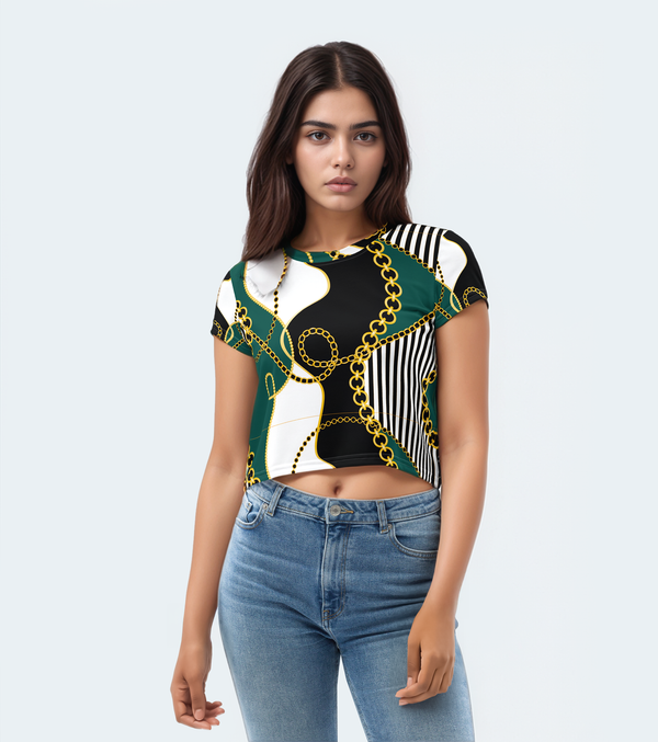 Royal Chain Stripe Crop Top