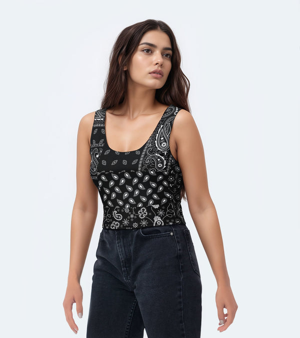 Noir Paisley Bandana Crop Top