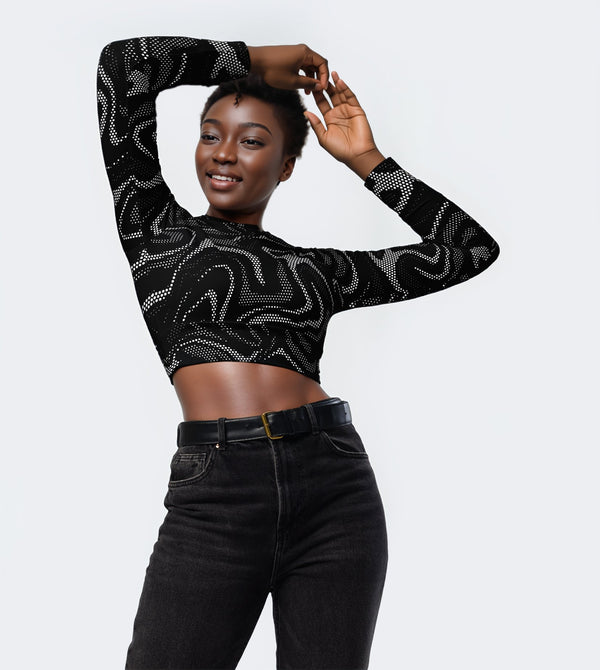 Dynamic Flow Long-Sleeve Crop Top