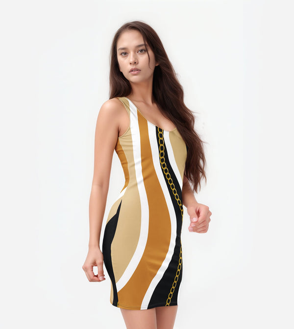 Royal Chain Wave Bodycon Dress