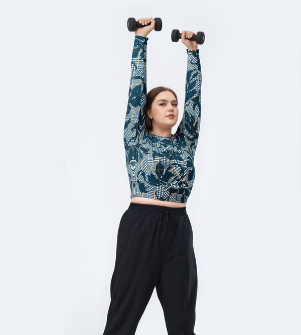 Indigo Rhythm Long-Sleeve Crop Top