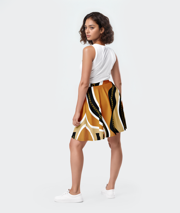 Golden Chain Flow Skater Skirt