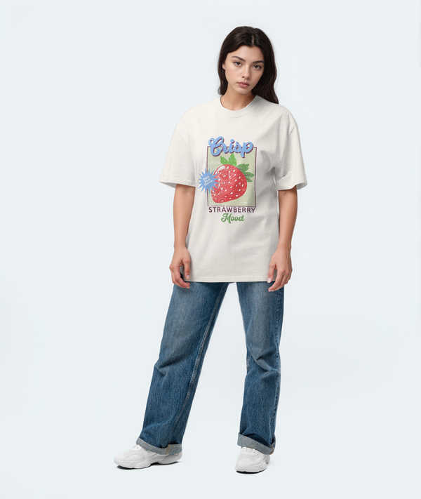 Crisp Strawberry Mood Oversized T-Shirt