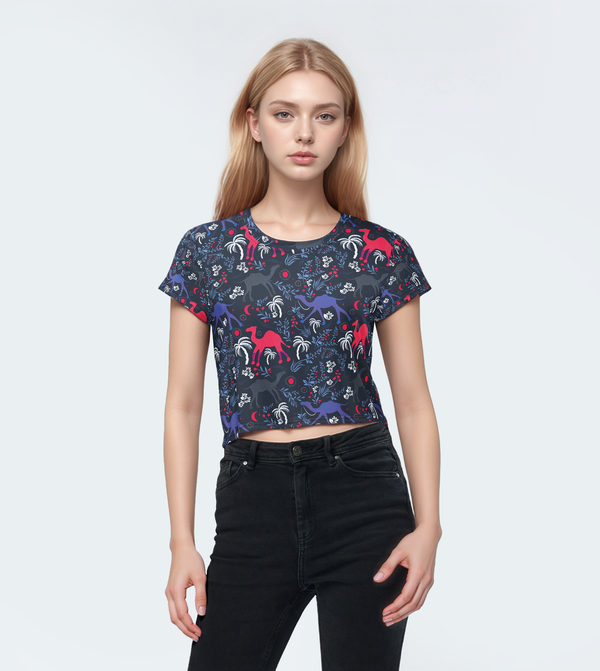 Camel & Palm Crop Top