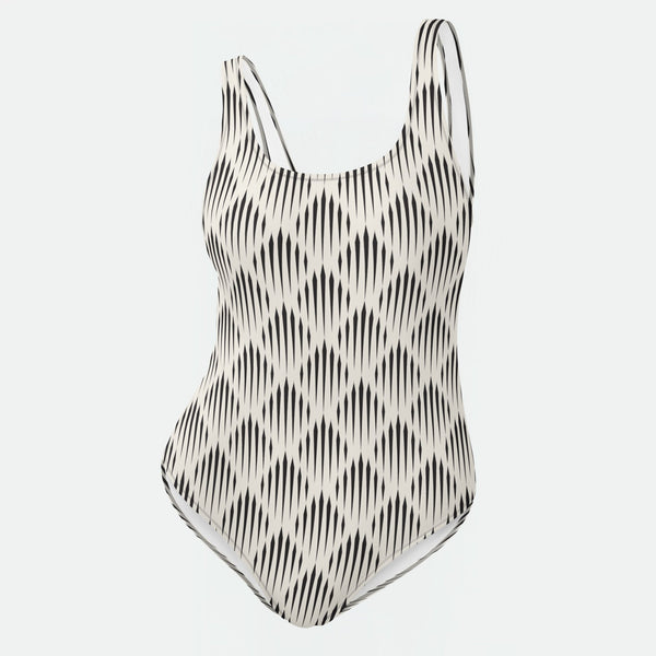 Monochrome Mirage Geometric Swimsuit
