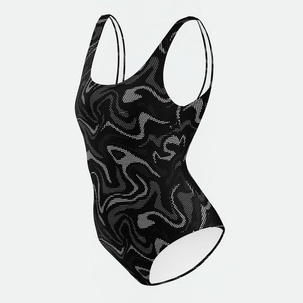 Noir Flow Dot Pattern Swimsuit