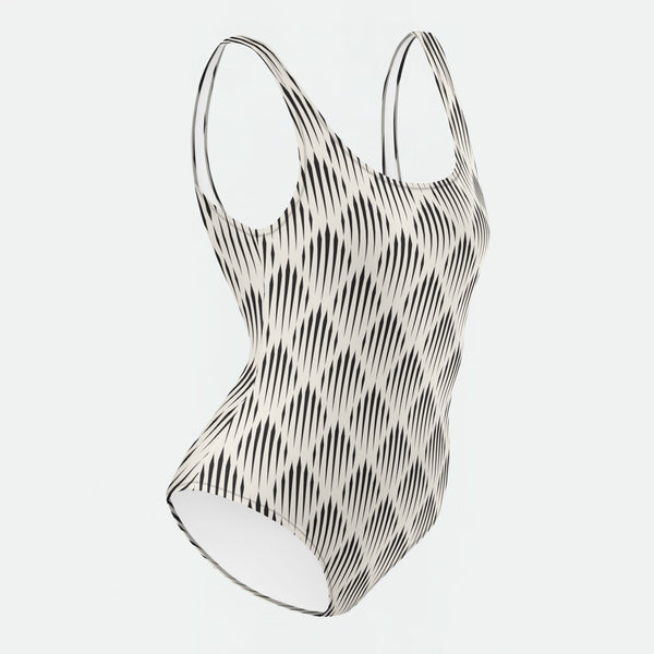 Monochrome Mirage Geometric Swimsuit