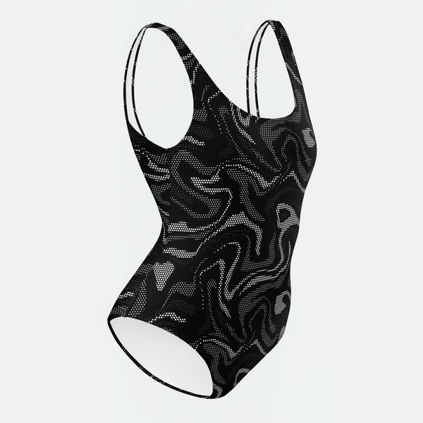 Noir Flow Dot Pattern Swimsuit