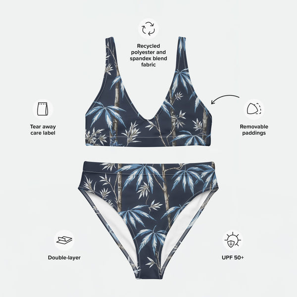 Bamboo Wave High-Waisted Bikini Set