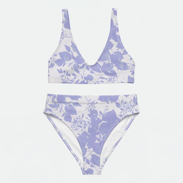 Lavender Bloom High-Waisted Bikini Set