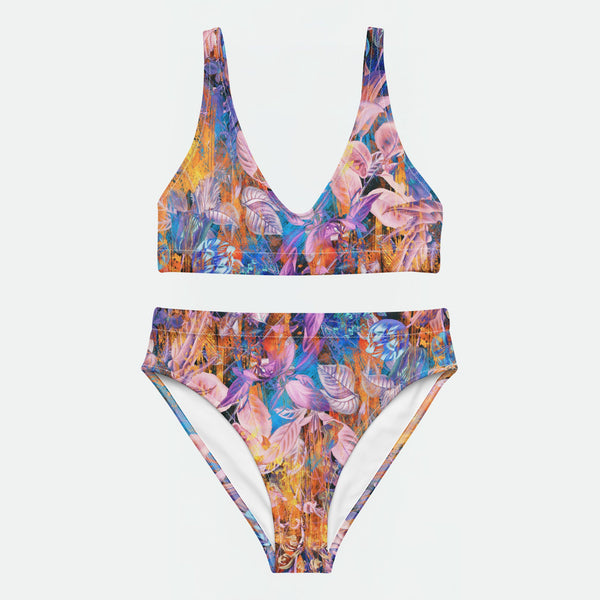 Tropic Clash High-Waisted Bikini Set