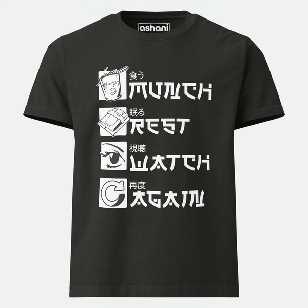 تيشيرت أوفرسايز بطبعة Watch Restart Repeat